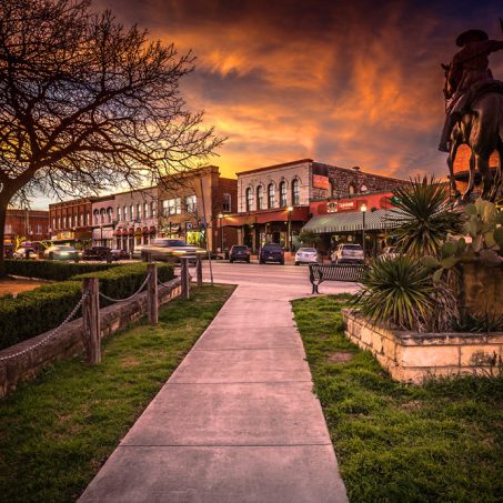 Sunset on The Square in Downtown San Marcos, TX