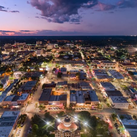 San Marcos glows under a beautiful evening sky.