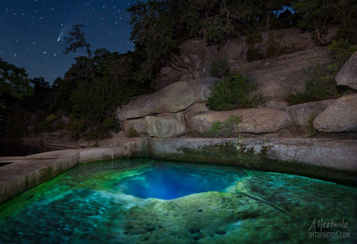 Jacob's Well in The Moonlight in Wimberley, TX